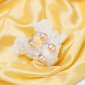 Double Pearl Earring 3 Colors Fasnhion Button Fresh Water Pearl Earrings